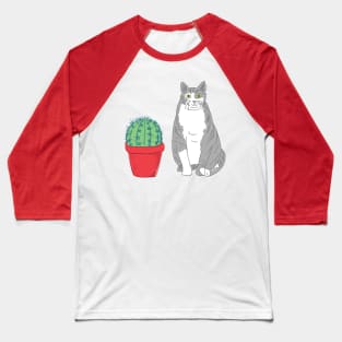 Silly Tabby With Cactus Baseball T-Shirt